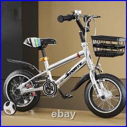 12/14/16 inch Kids Bike Bicycle Children Boys Metallic Silver Cycling Stabiliser