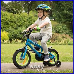 12 Inch Bike Verve Max Kids Bicycle With Stabiliser Mudguards Blue Green Boys UK