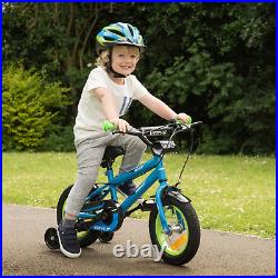 12 Inch Bike Verve Max Kids Bicycle With Stabiliser Mudguards Blue Green Boys UK
