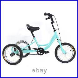 14'' Kids Tricycle Single Speed Children 3-Wheel Bike Bicycle Green with Basket US