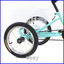 14'' Kids Tricycle Single Speed Children 3-Wheel Bike Bicycle Green with Basket US
