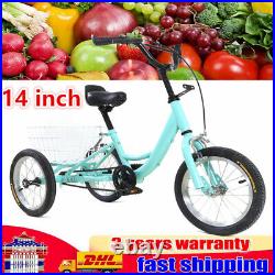 14inch Children Tricycle Single Speed Kids 3Wheel Bike Bicycle withShopping Basket