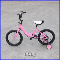 16 Inch Children Bicycle for Girls Stabilisers Camping Kids Bike Gift Pink NEW