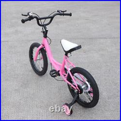 16 Inch Children Bicycle for Girls Stabilisers Camping Kids Bike Gift Pink NEW