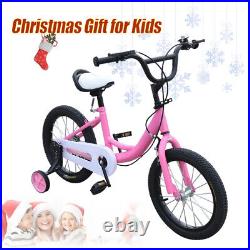 16 Inch Childrens Bicycle Kids Bike Removable Stabilisers + Double brake Pink UK