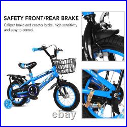 16 inch Kids Bike Bicycle Children Boys Blue Cycling Removable Stabiliser J1E5