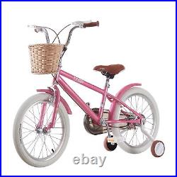 16 inch Kids Bike Children Pink Bicycle Cycling Basket&Stabilisers Girls Gifts