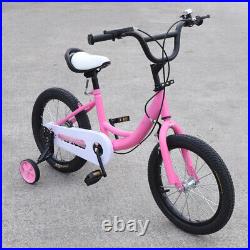 16 inch Kids Bike Pink 4-7 Years Old Girls Boys Bicycle Steel Frame Kids Gift