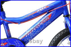 Boys Spider Bike 16 Wheel Kids BMX Bicycle Blue Red Spider Web Graphics Age 5+