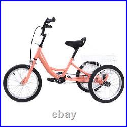 Child Trike Tricycle Three-Wheel Kids Bike Bicycle With Back Basket Orange 16inch