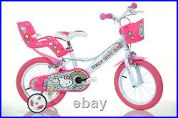 Dino Hello Kitty Kids Girls Bike Bicycle 14 Spoked Wheel w Doll Carrier