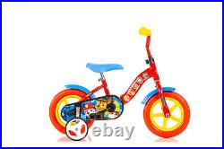 Dino Paw Patrol Kids 10in Bike Bicycle With Stabilisers Red Blue Cycling