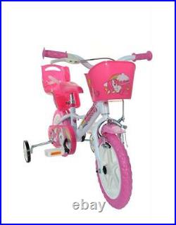 Dino Unicorn 12 Kids Single Speed Bike Girls Bicycle Pink Stabilisers 124RL-UN