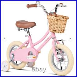Glerc Girls Bike with Basket for 3-5 Years Old Kids, 14 Inch with Bell and Stabiliser