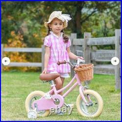 Glerc Girls Bike with Basket for 3-5 Years Old Kids, 14 Inch with Bell and Stabiliser