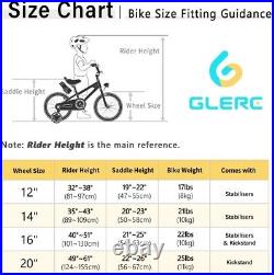 Glerc Kids Bike 12 Inch Bicycle for Boys Girls Ages 3-12 Years with Stabilisers