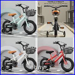 Kids Bike Bicycle Ages 3-6 Years with Training Wheels Basket Kids Bicycle f O9P0