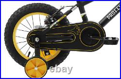 Kids Boys Bike 14 Wheel Phantom BMX Bicycle & Stabilisers Black Gold Age 4+