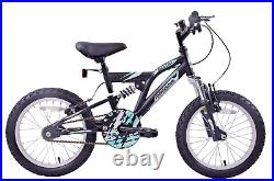 Kids Boys Bike Rock Face 16 Wheel Dual Full Suspension Mountain Bike Black 5+
