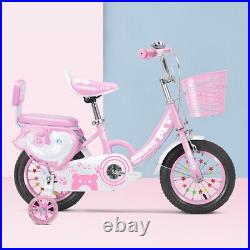 Kids Girls Bike Bicycle Children Pink Bicycle with Removable Stabilisers a V2W3