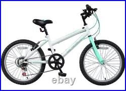 New Blue White Kids Spike Mountain Bike 6 Gears V Type Brakes 20 Wheel Bicycle