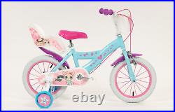 Pets 14 Kids Bike Blue Pink Childrens Girls Bicycle with Removable Stabiliser