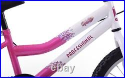 Professional Sparkle 18 Inch Wheel Kids Bike Pink and White
