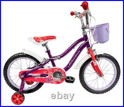 Schwinn Elm 16 Wheel Girls Kids Bike With Stabilisers Age 5+ Purple Red