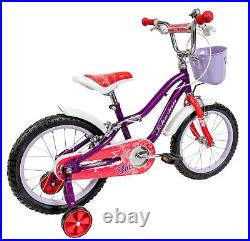 Schwinn Elm 16 Wheel Girls Kids Bike With Stabilisers Age 5+ Purple Red